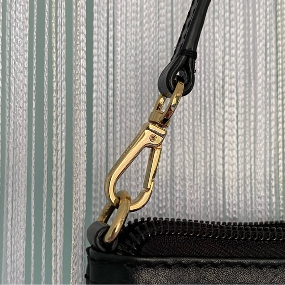 Michael Kors Black and Beige MK Monogram Wristlet Pouch - Picture 13 of 17